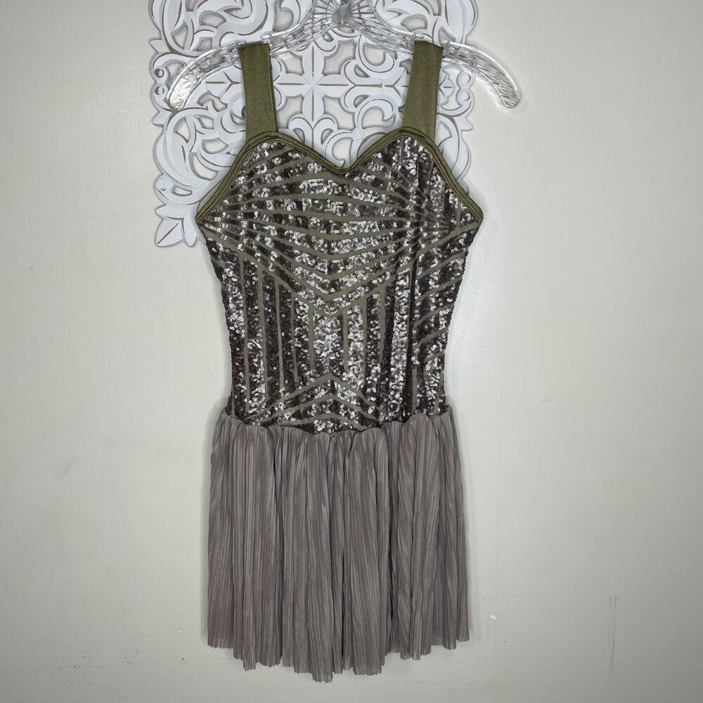 CURTAIN CALL size Adult Medium Jazz Ballet Lyrical Dance Costume BRONZE Taupe